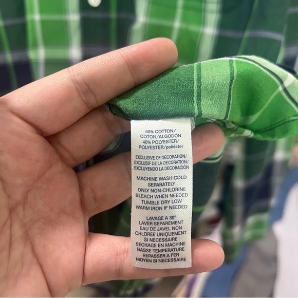 !SOLD! CHAPS Men Green Plaid Casual Button Down Short Long Sleeves size Medium - Picture 8 of 9